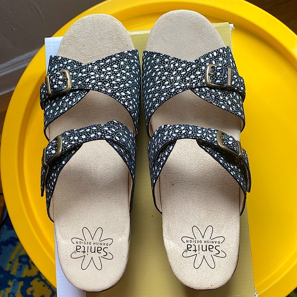 🌻New, Never Worn, SANITA Black Paisley Daisy Debora Strappy Clog Slides, 42 EU. - Picture 6 of 10